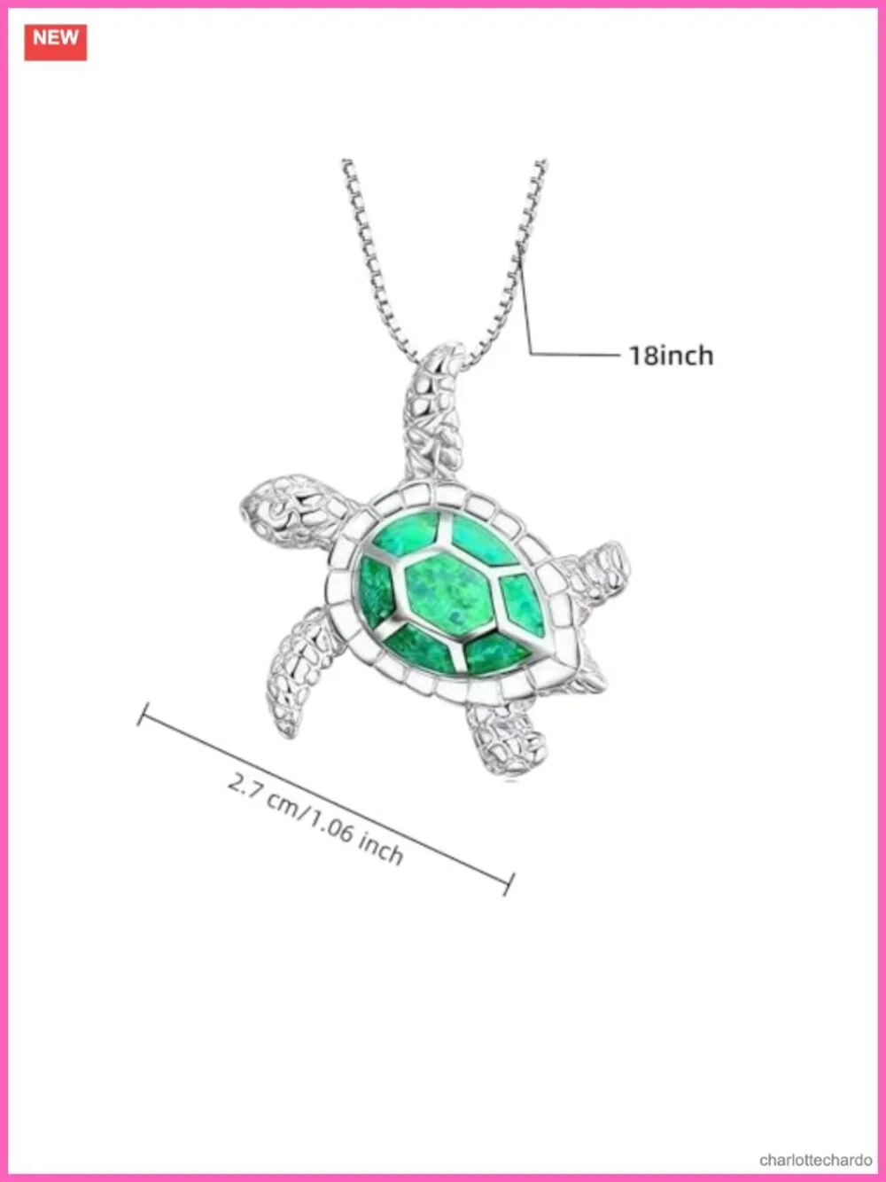 Sea Turtle Pendant Necklace Silver Plated Link Chain Adjustable Animal Jewelry